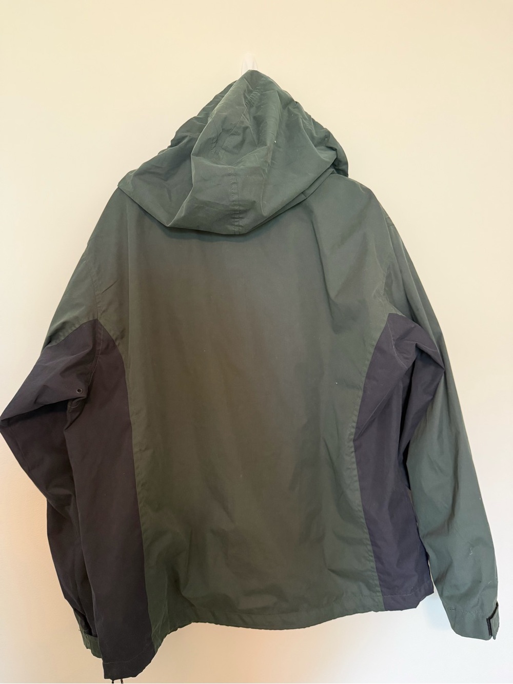 Vintage Chaps Ralph Lauren Men’s L Hooded Windbreaker Jacket Green Navy 90s - Picture 5 of 6